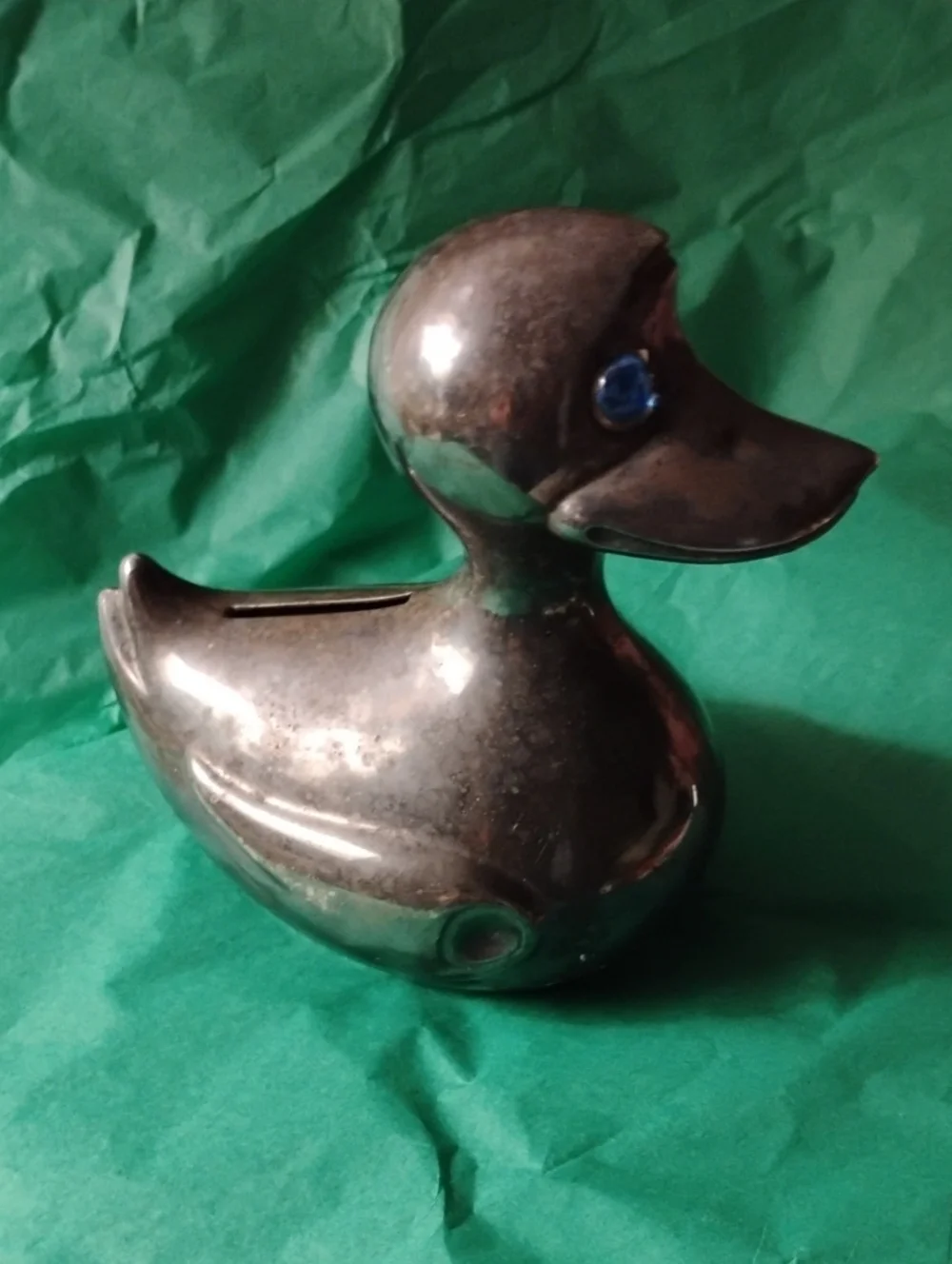 Metal Duck Coin Bank-Silver Plated